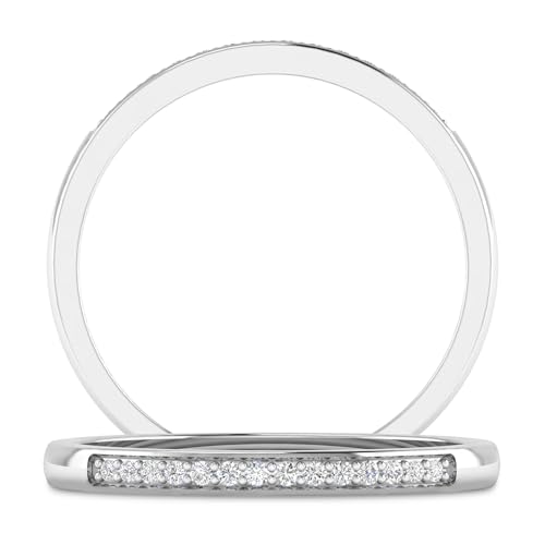 Inspereza 1/10 Carat 10kt Gold Round Diamond Petite Wedding Anniversary Stackable Band. (H-I Color, I2-I3 Clarity)