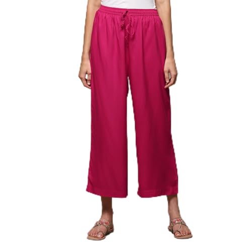 Image of BIBA Women Loose Mid Rise Rayon Palazzo
