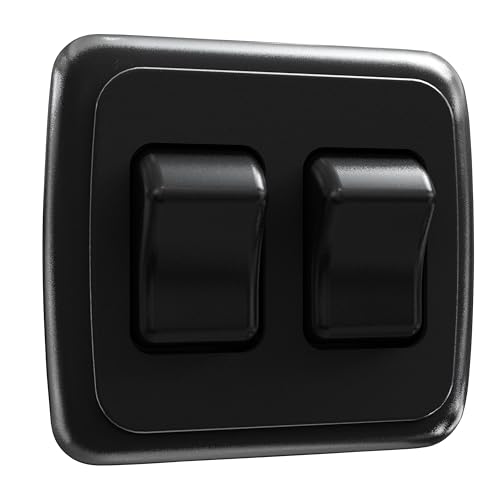 Leisure LED Contemporary Double SPST On-Off Switch with Bezel 12-Volt for RV Trailer Camper (Black)