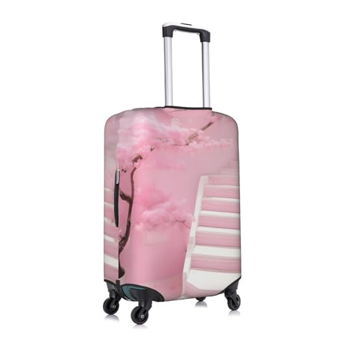 Cherry Blossom White Staircase Luggage Cover, Suitcase Protector,%Trolley Case Cover For Medium Luggage, Suitcase Protector.3