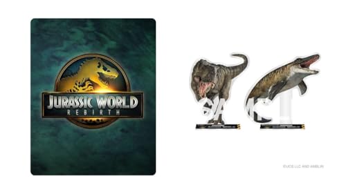 【Amazon.co.jp限定】ジュラシック・ワールド／復活の大地　スチールブック仕様　４Ｋ ＵＨＤ＋ブルーレイセット　オリジナルアクリルスタンド2体セット付きコレクション(ビジュアルシート3枚+ポストカード3枚セット付) [Blu-ray]のサムネイル