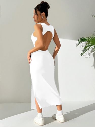 Image of Aahwan Women Bodycon Black Solid Simple Sleeveless Fish Tail Hem Backless Dress