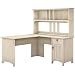 Bush Furniture Salinas 60W L Shaped Desk with Hutch in Antique White