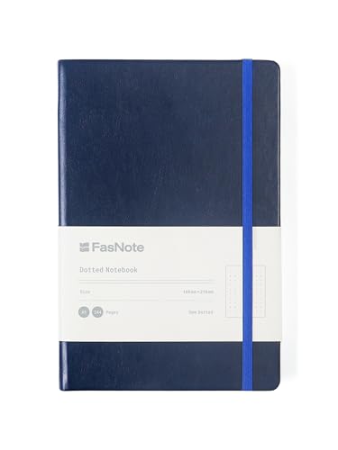 Image of Dot Grid Journal Notebook 5.51 x 8.27 in (A5), 244 Pages, PU Leather Hardcover, 100gsm Thick Paper, Dotted Notebook for Bullet Journaling, Work & Notes, Calendar Card Included (2025)(Midnight Blue)
