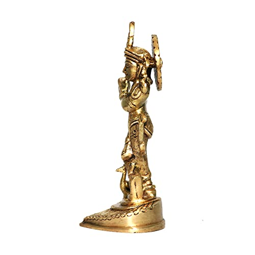 TREE MAISON CORONATING HOMES Brass Lord Krishna Statue | Height - 16 CM Approx | Weight - 580 Gram Approx | Feng Shui | Vastu Shastra Remedy | Krishna Idol Small | Kanha Ji | Showpiece