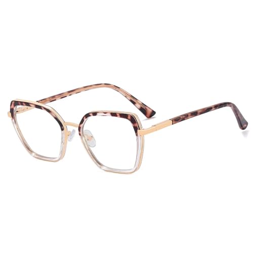 Monture de lunettes polygonales double couleur en métal transparent pour hommes et femmes