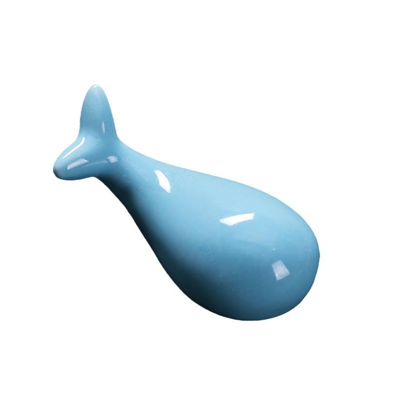 MRKU Poggia Bacchette, Porta Bacchette, Grazioso Supporto per Bacchette da Ristorante e Cucchiaio per Cucina, 4 Pezzi di Piccoli Cuscini di Supporto in Ceramica a Forma di Balena, Porta Penne.
