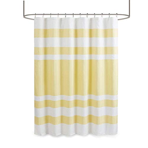 Madison Park Spa Waffle Shower Curtain Pieced Solid Microfiber Fabric with 3M Scotchgard Water Repellent Treatment Modern Home Bathroom Decorations