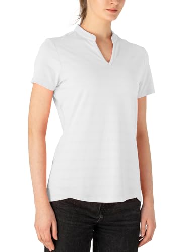 Image of Gopune Women's V Neck Golf Polo Shirts Collarless Short Sleeve Lightweight Quick Dry Tennis Running T-Shirts