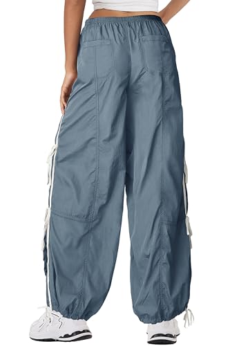 Panadila Women Parachute Pants Elastic Waist Baggy Track Pants Bow Knot Loose Trousers Casual Streetwear3