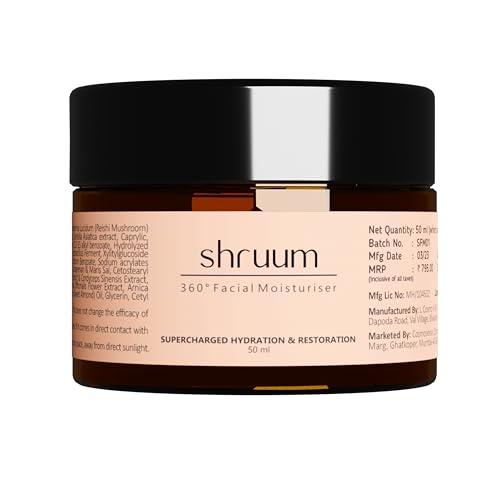Shruum 360° Face Moisturizer Cream|Hydration Boost|Nourishes&Rejuvenates|Improves Skin's Glow|Mushrooms,Collagen Peptides,Amino Acids,Gotu Kola,Bakuchi|Normal,Dry Skin|Men,Women|50 Ml