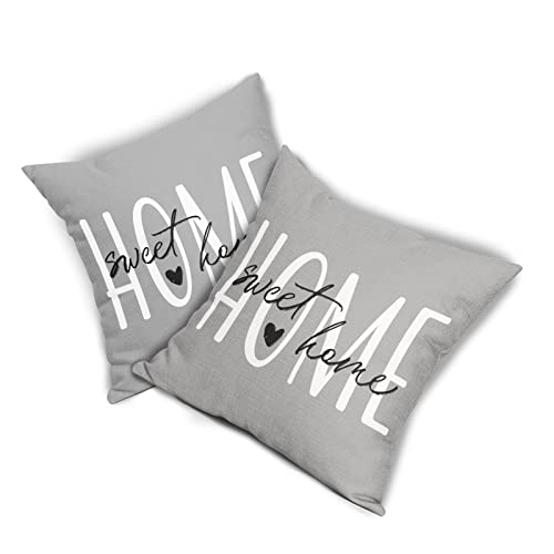 Home Sweet Home Pillow Cover 18X18 Set Of 2 Black White Gray Outdoor Throw Pillows Farmhouse Decorative Pillowcase Linen Square Cushion Covers Decor For Home Couch Sofa Bed Patio Housewarming Gift #TOP7