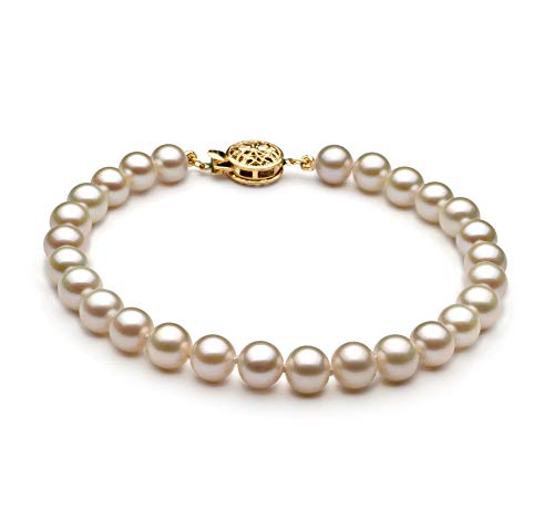 Image of White 6-7mm AAA Quality Freshwater Cultured Pearl Bracelet for Women