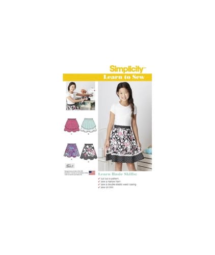 Simplicity 8106 Easy to Sew Girl's Layered Skirt Sewing Pattern, Size 8-16