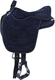 FEED N CARE Freemax Synthetic Treeless Bareback Western Endurance Saddle with Full Suede Long Flap – Lightweight and ComfortableIncludes Matching Girth and Stirrups (Black, 17' Inch)