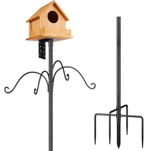 Support pour mangeoire à Oiseaux | Kit de mât réglable en Hauteur pour extérieur 193 cm | Support d'alimentation pour Station météo Jardin terrasse...