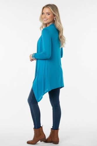 Image of ToBeInStyle Womens Open Front Long Sleeve Lightweight Asymmetrical Draped Cardigan with Side Pockets