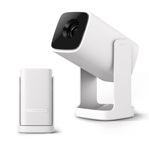 Wanbo Projetor inteligente Cube 1 com WiFi e Bluetooth, sistema operacional Android TV, controle de voz do Google, suporte 1080p, projetores domésticos ajustáveis de 360°, pedra angular automática