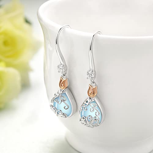 Butterfly Moonstone Earrings Leverback 925 Sterling Silver Teardrop Drop Dangle Earrings Gift For Women Girls #TOP3
