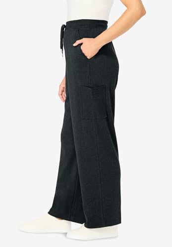 Woman Within Plus Size Tall Womens Plus-Size Knit Pull-On Drawstring Cargo Pants - 30/32, Heather Charcoal3