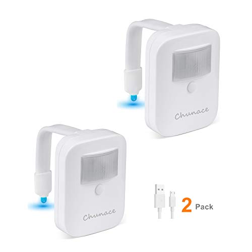 2 Pack Rechargeable Toilet Bowl Night Lights,16 Colors Motion Detection Cool Fun Nightlights