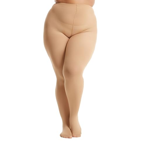 Image of Frola Plus Size Tights for Women Semi Opaque Control Top High Waist Stockings 60 Denier Women's Pantyhose 2X 3X 4X 5X