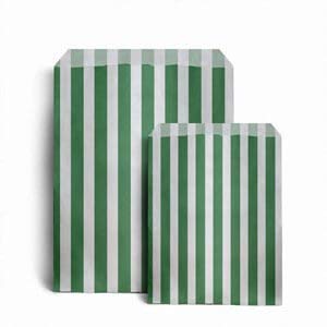 Truly Sweet Candy 50 Kraft Paper Bags - 5" x 7" (29 Styles), Sweet/Gift/Counter & Food Bags (Green Candy Stripe) โ image 1