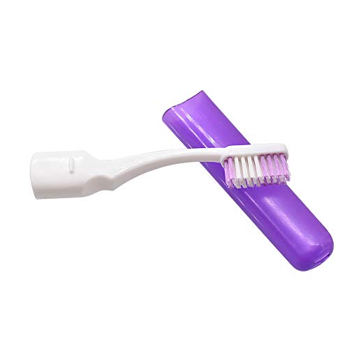 Image of Portable Orthodontic Toothbrush Kit for Orthodontic Patient Orthodontic Care Kit for Braces Interdental Brush Dental Wax Dental Floss Toothbrush Box Oral Care Kit Dental Travel Kit(Purple)
