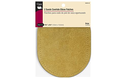 Dritz 55230-25 Suede Elbow Patches, Beige, 4-3/4 x 6-1/2-Inch (2-Count)