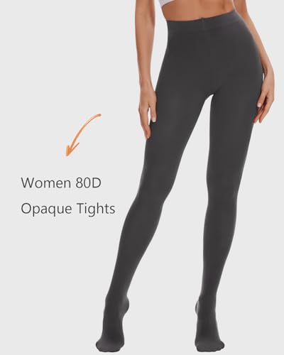 Image of DUCMODA Womens 80 Denier Opaque Tights, Women's Soft Solid Color Footed Pantyhose, High Waist Stocking with 30+ Colors
