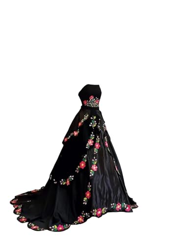 Three Layers Embroidered Quinceanera Dresses A-line Strapless Formal Evening Dress Corset 2025