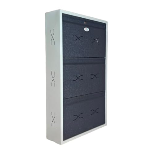 Image of I Double Decker Metal Shoe Rack I Single Lock I Wall Mounted I 3 Shelve (GreyColour) I Coad LC 2DDL-03 GR I Height 43 Inches, Width 26 Inches, Depth 7.5 InchesI 3 Years Warranty.