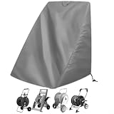 Gartenschlauchaufbewahrung Abdeckung Wasserdicht Staubdicht 210D Oxford Gewebe mit Kordelzug Wetterfest Schutzhülle für Rollenwagen Grau 66x63x88cm 1 Stück