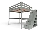 Photo Gallery abc meubles - letto a soppalco legno con scala cubo sylvia - cube - grigio, 160x200 Photo Gallery abc meubles - letto a soppalco legno con scala cubo sylvia - cube - grigio, 160x200