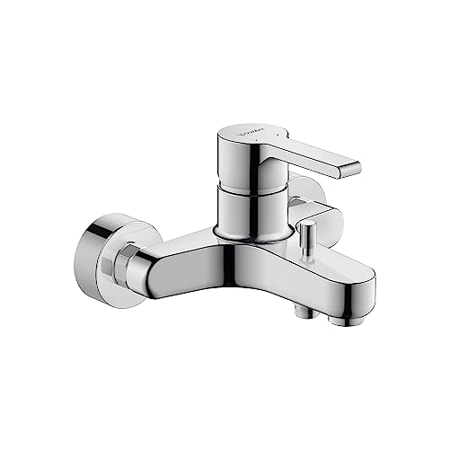 Duravit B.2 Wannenarmatur Aufputz für 2 Verbraucher mit Umstellventil, Einhebel-Wannenmischer mit Keramikmischsystem, Badewannenarmatur in Chrom