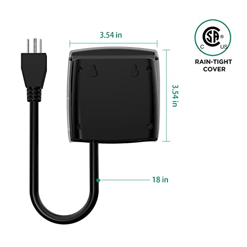 G-Homa Outdoor Mechanical 24 Hour Programmable Outlet, Waterproof Electrical Timer With Grounded Outlet, Plug In Switch With 18 Inch Extension Cord, Heavy Duty, 3/4Hp, Csa Listed #TOP3