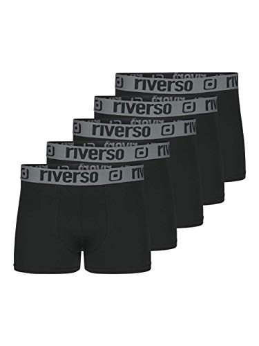 riverso RIVHarry Lot de 5 Boxers pour Homme Style Basique rétro en Coton Biologique 95% Coton Stretch Multicolore Noir Gris Bleu Blanc S M L XL XXL 3XL 4XL 5XL 6XL - Multicolore - XX-Large Cover