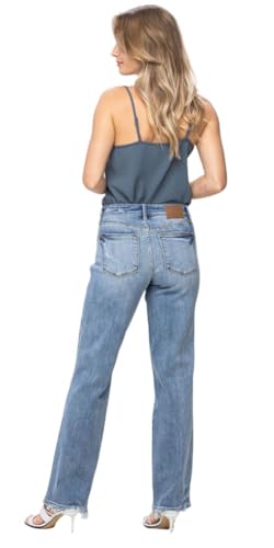 Judy Blue Women's Mid-Rise Cell Phone Pocket Dad Straight Leg Jeans 82540 (US, Numeric, 44, Regular, Regular, Blue)4