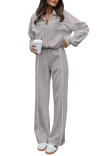 Image of BTFBM Women's Two Piece Tracksuit Fall 2026 Long Sleeve Zip Up Sweatshirt Long Pants Outfits Jogger Sweatsuit Sets