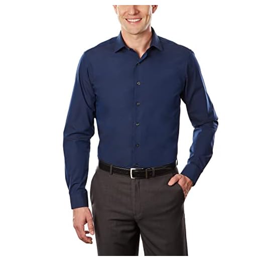 UNLISTED Camisa social masculina slim fit lisa, Azul médio, 18"-18.5" Neck 36"-37" Sleeve