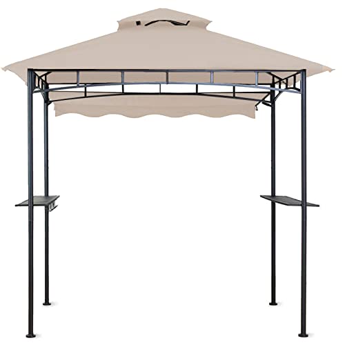Charmeleon Grill Gazebo, Double Tiered Bbq Gazebo, 8X8 Grill Canopy, Outdoor Bbq Canopy Tent With Stretchable Side Awning (Tan) #TOP7