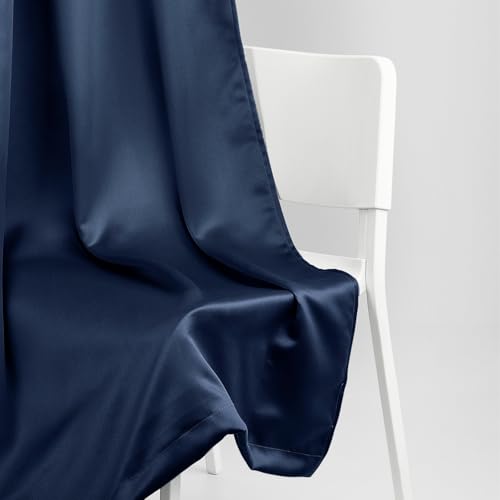 Image of haus & kinder Blackout Curtains 7 feet Long, Door Curtains 7 Feet Set of 2, Blackout Curtain,100% Room Darkening Door Curtain (Navy, 114x213 CM)