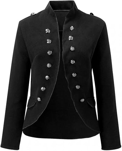 Womens Fall Double Breasted Open Front Cropped Blazers Jacket Business Casual Lightweight Stand Collar Coat3