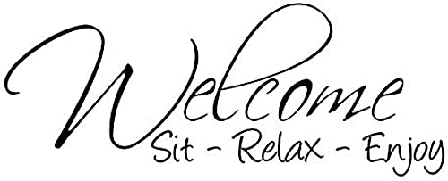 Sticker mural avec citation inspirante « Welcome Sit Relax » et « Enjoy Sun » Cover