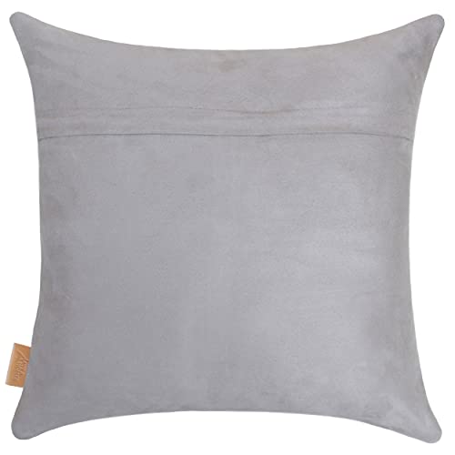 Ayra Homes™ Pack Of 1 High Class Genuine Leather Throw Pillow/Cushion Cover Without Filler For Couch, Sofa, Bed, Indoor, Living Room & Bedroom 20 X 20 Inches Silver Color #TOP2