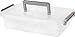 IRIS USA 3 Quart Clear Plastic Storage Bins with Secure Buckles and Portable Handle, Medium, Clear/Silver, 8 Pack