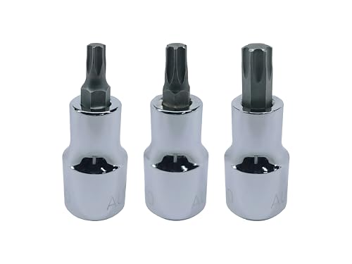 T-30+T-40+T-55, Torx Bit Socket, Hardened and Tempered, CRV Steel, 1/2" Square Drive