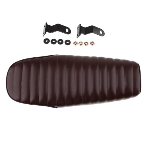 Asiento plano para motocicleta universal marrón con rayas estilo vintage 3