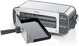 Ninja ST101 Foodi 2-in-1 Flip Toaster, 2-Slice Capacity, Compact Toaster Oven, Snack Maker, Reheat, Defrost, 1500 Watts, Stainless Steel