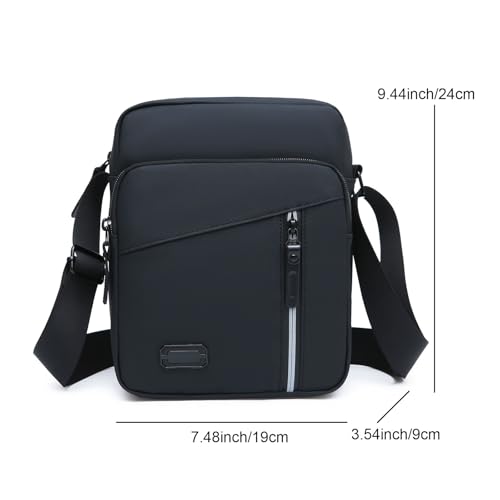 Small Crossbody Messenger Bag for Mens Women, Travel Passport Phone Sling Shoulder Purse Side Handbag (Black)2